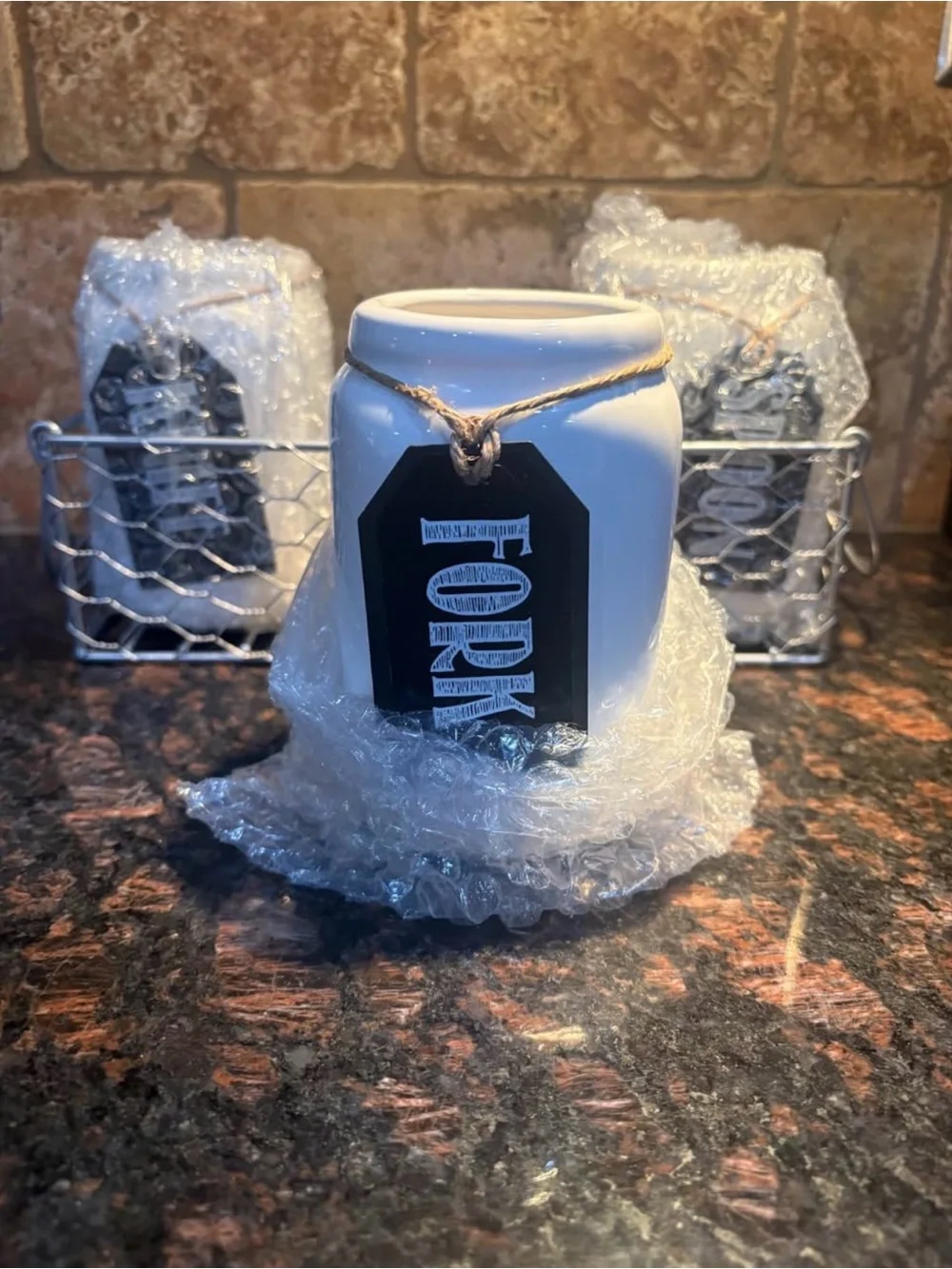 Brand New Farmhouse Ceramic Utensil Caddy Set